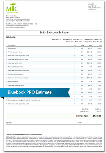 The Bluebook PRO Estimator can be used on any device that has internet connection